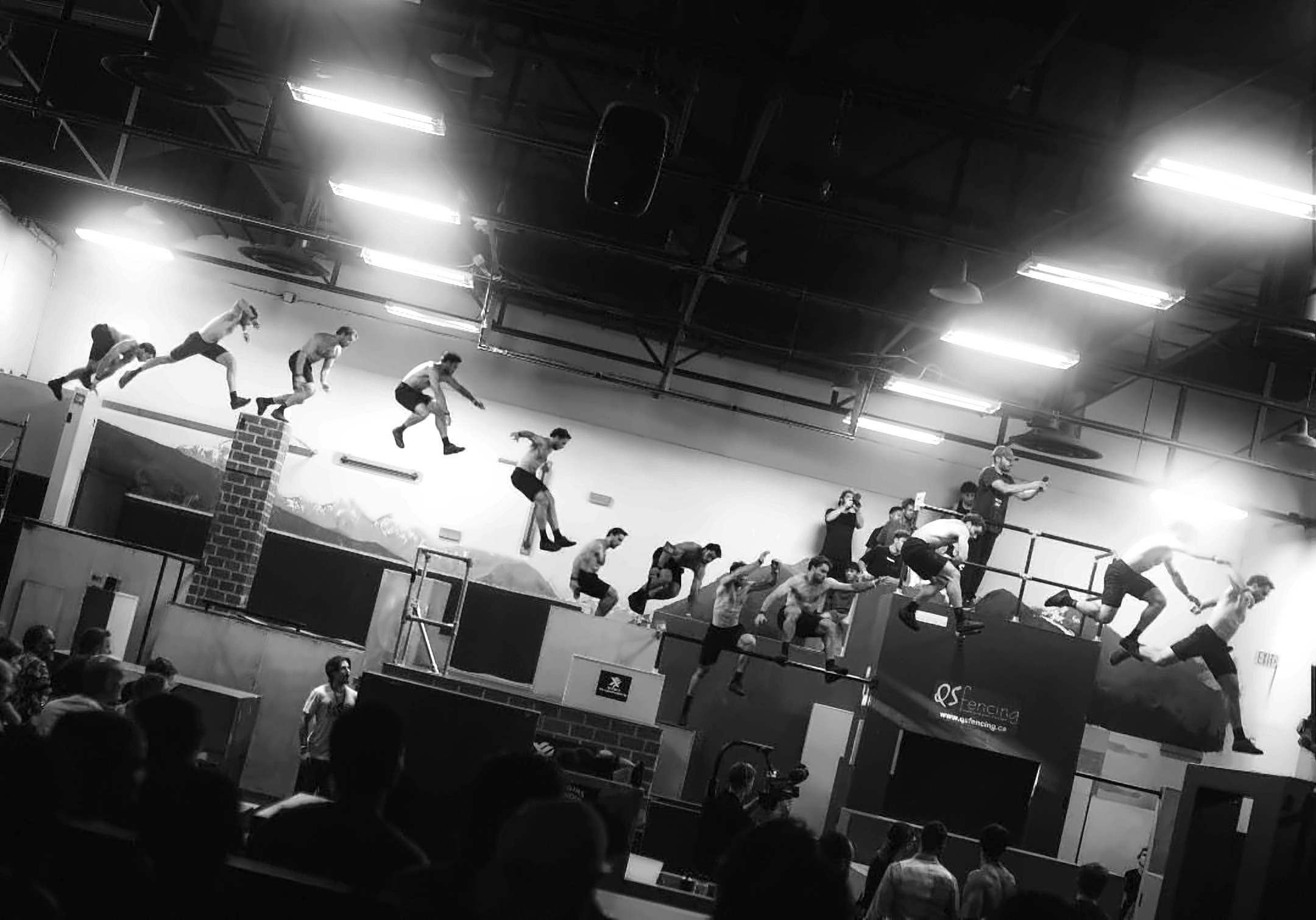 Multi-exposure sequence of Siebe running a competition course